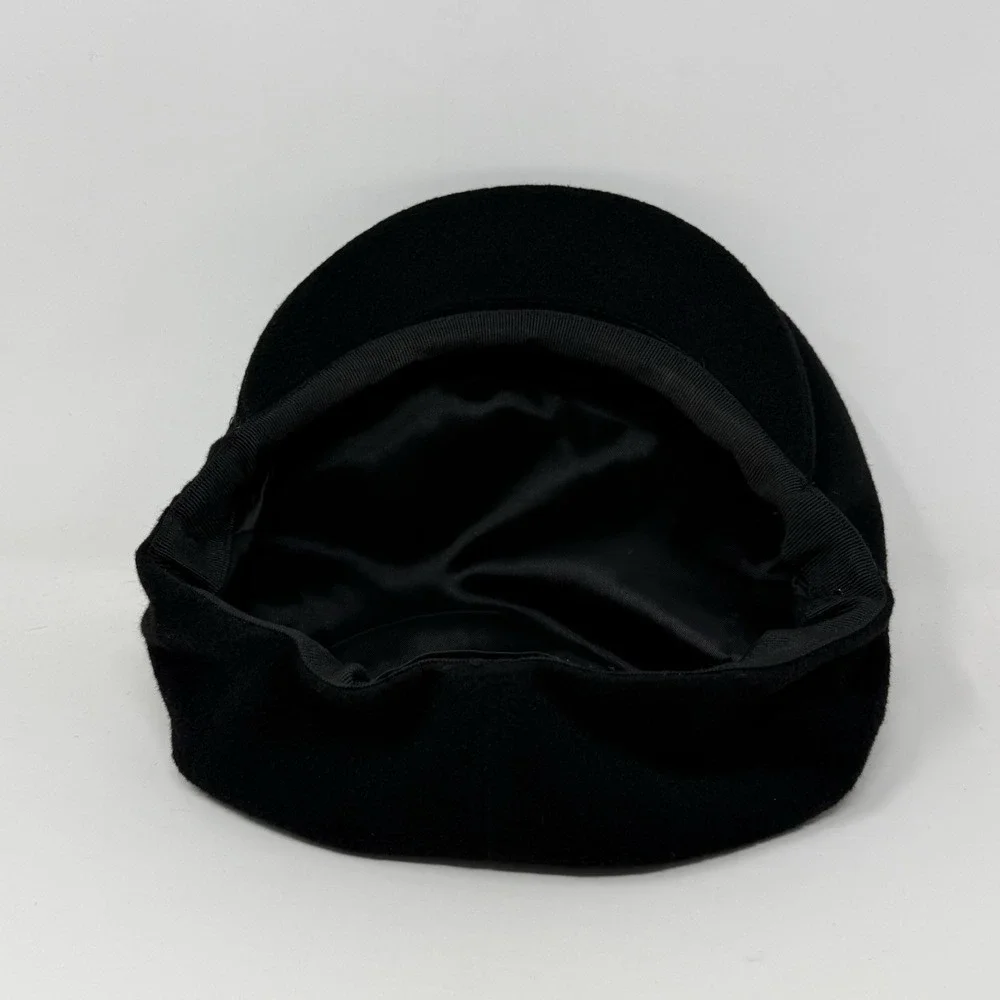Brooks Brothers Newsboy Cap Size Large Black 100% Cashmere Cabbie Hat Made Italy
